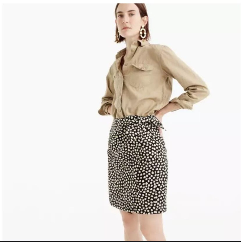 J. Crew Metallic‎ Pebble Print Bow Skirt